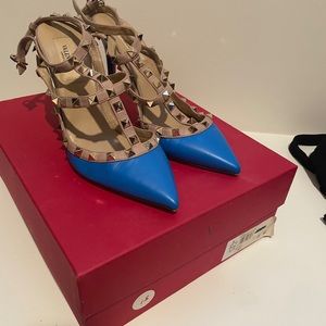 Blue Valentino Rock Stud Caged Pump